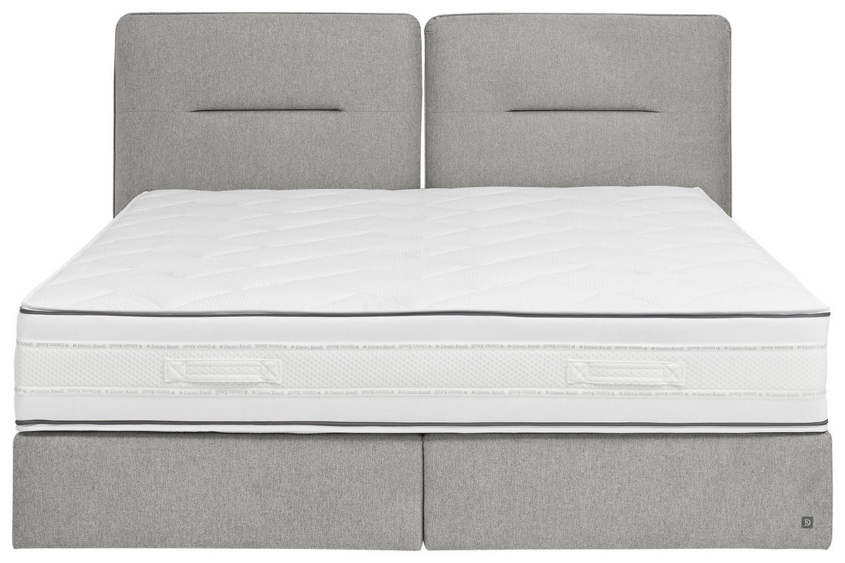 BOXSPRINGBETT 180/200 cm  Hellgrau  - Hellgrau/Schwarz, Design, Holz/Holzwerkstoff (180/200cm) - Dieter Knoll