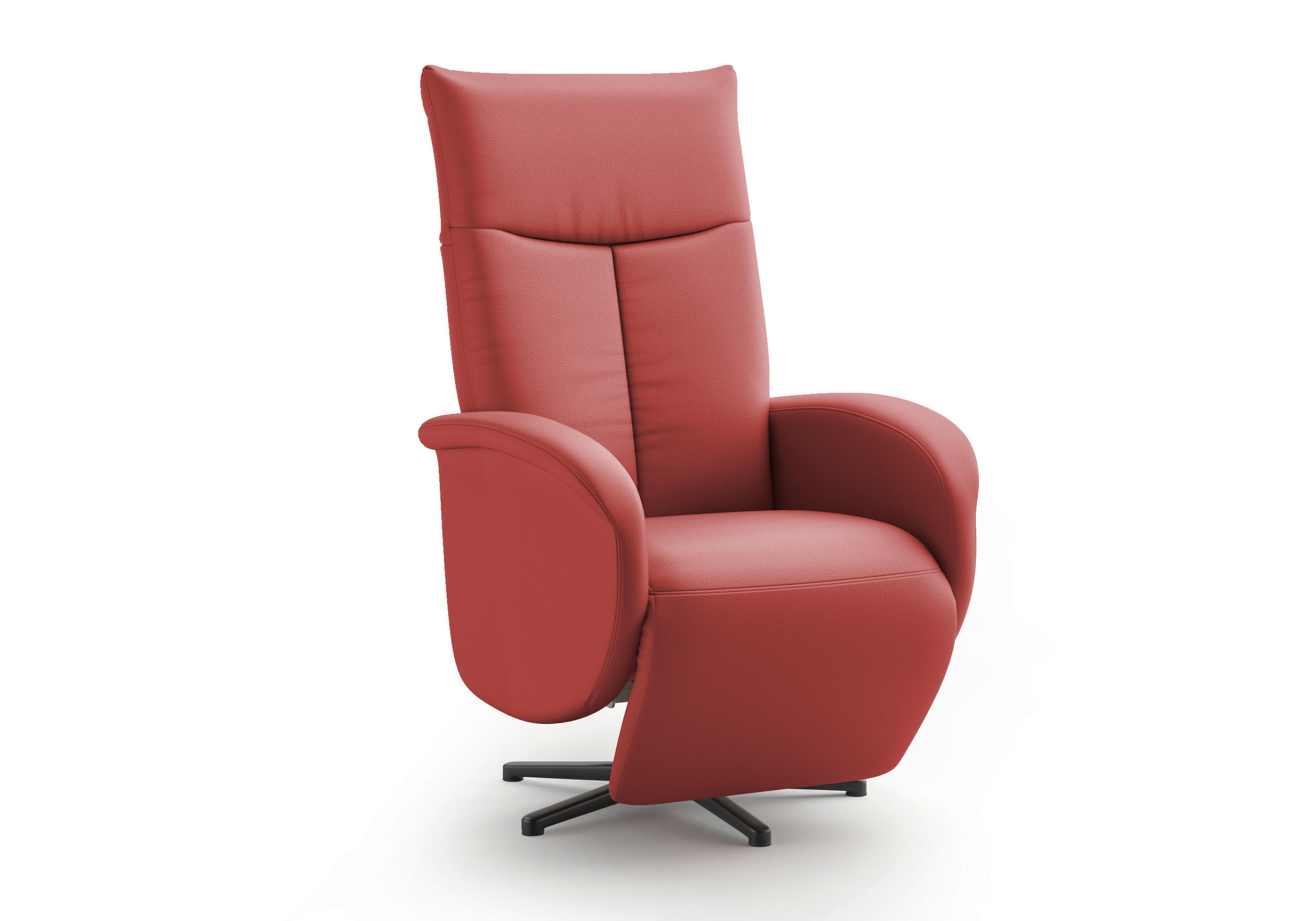 DREHSTUHL Rot  - Rot/Schwarz, MODERN, Leder/Metall (75/112/82cm) - Sit & More