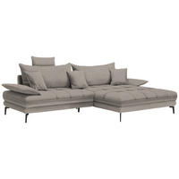 ECKSOFA PRATO Hellbraun Webstoff  - Hellbraun/Schwarz, MODERN, Textil/Metall (292/176cm) - MID.YOU