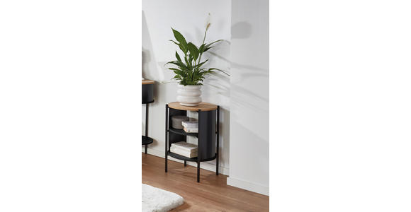 BEISTELLTISCH 44/44/60 cm Naturfarben, Schwarz rund - Schwarz/Naturfarben, Trend, Holzwerkstoff/Metall (44/44/60cm) - Xora