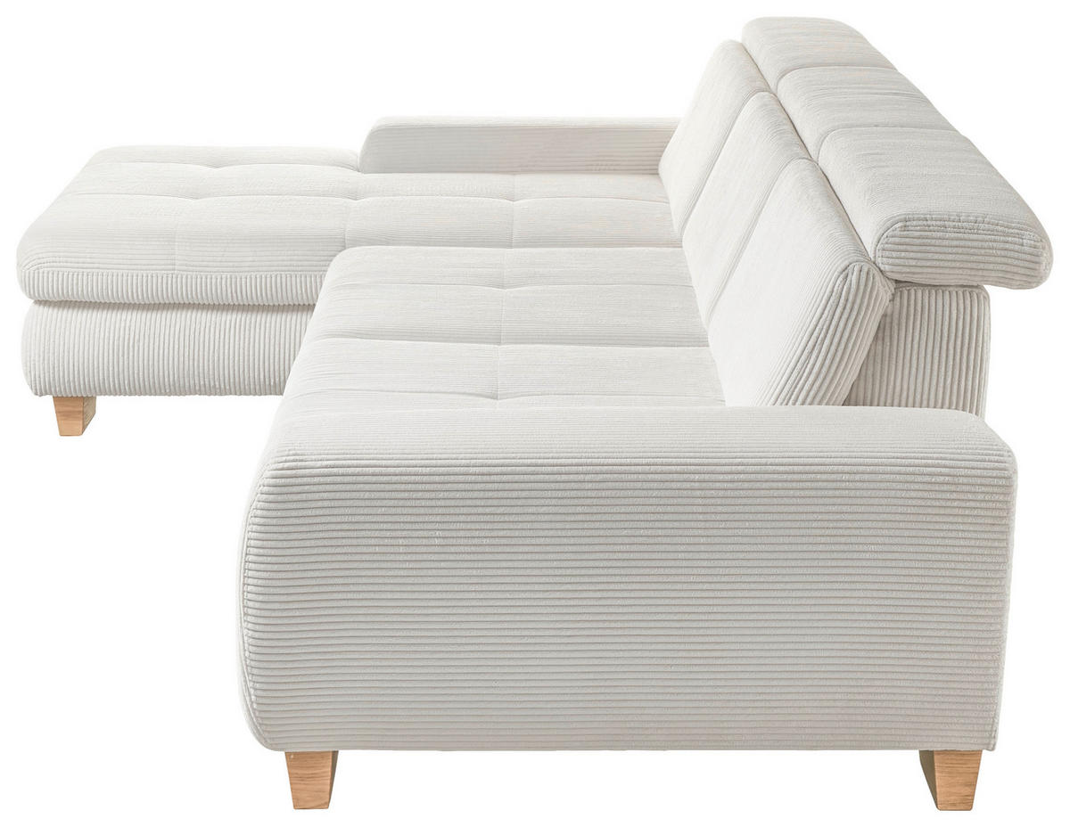 ECKSOFA Silberfarben Cord  - Eiche Bianco/Silberfarben, KONVENTIONELL, Holz/Textil (195/307cm) - SetOne by Musterring