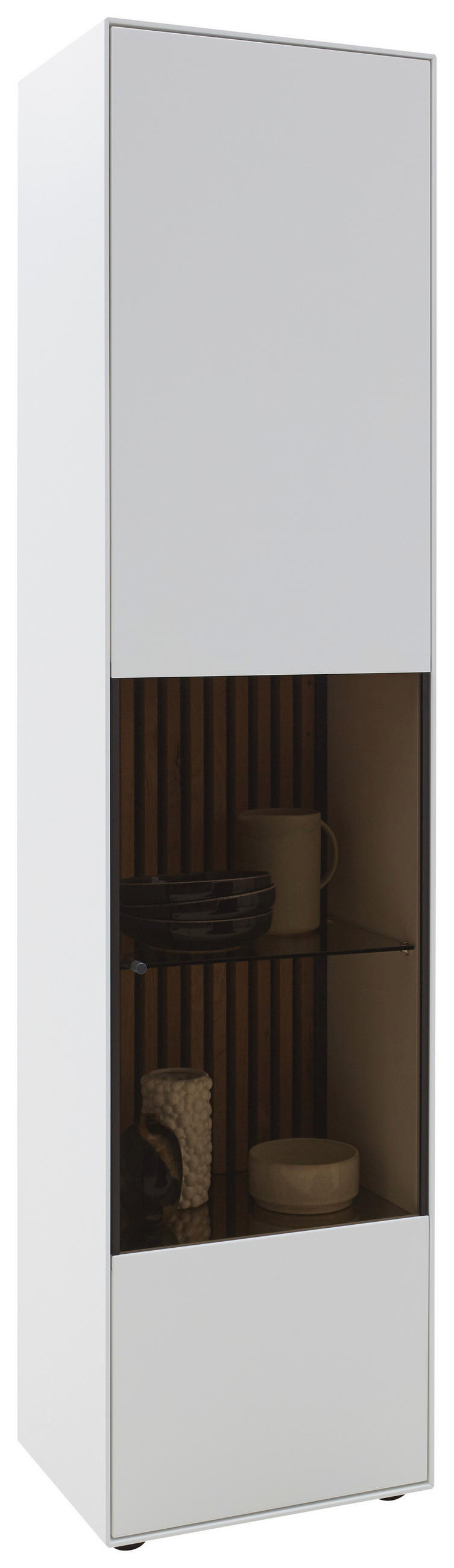 VITRINE Weiss, Eichefarben  49/205/39 cm  - Weiss/Eichefarben, Design, Glas/Holz (49/205/39cm) - Johann Jakob