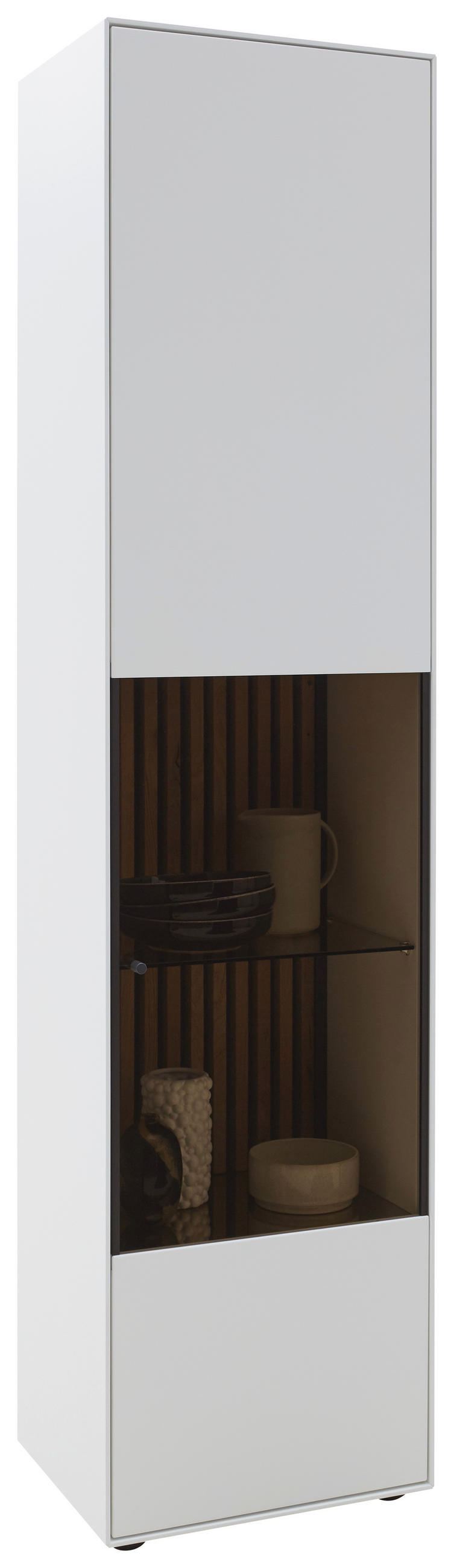 VITRINE Weiss, Eichefarben  49/205/39 cm  - Weiss/Eichefarben, Design, Glas/Holz (49/205/39cm) - Johann Jakob