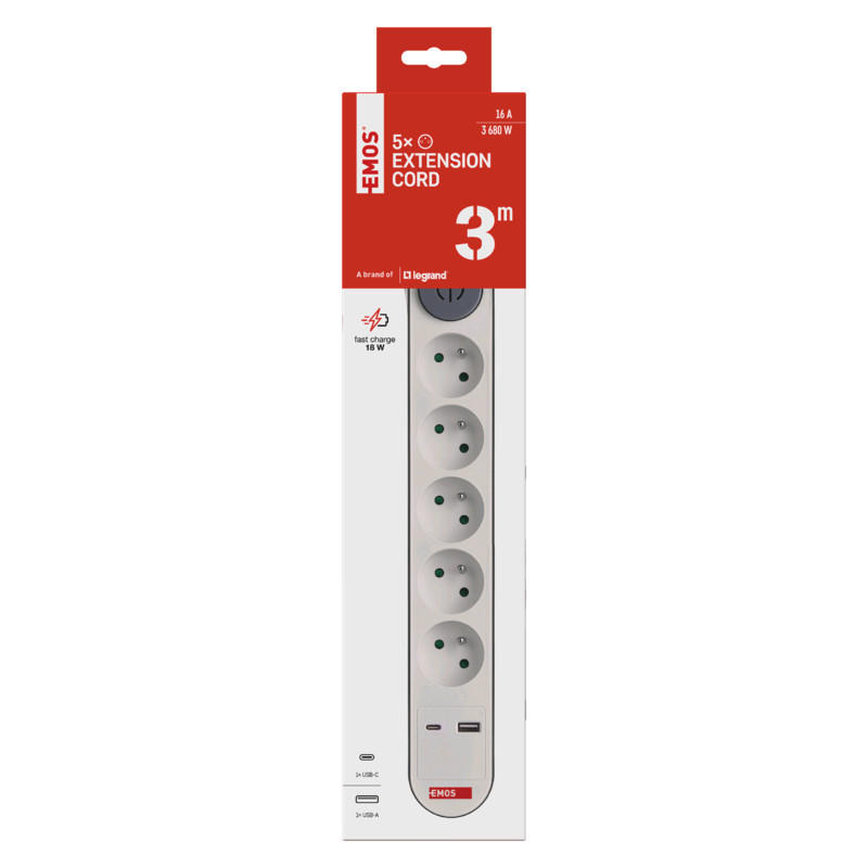 ZÁSUVKOVÁ LIŠTA   - Basics, plast (9/38/6cm)