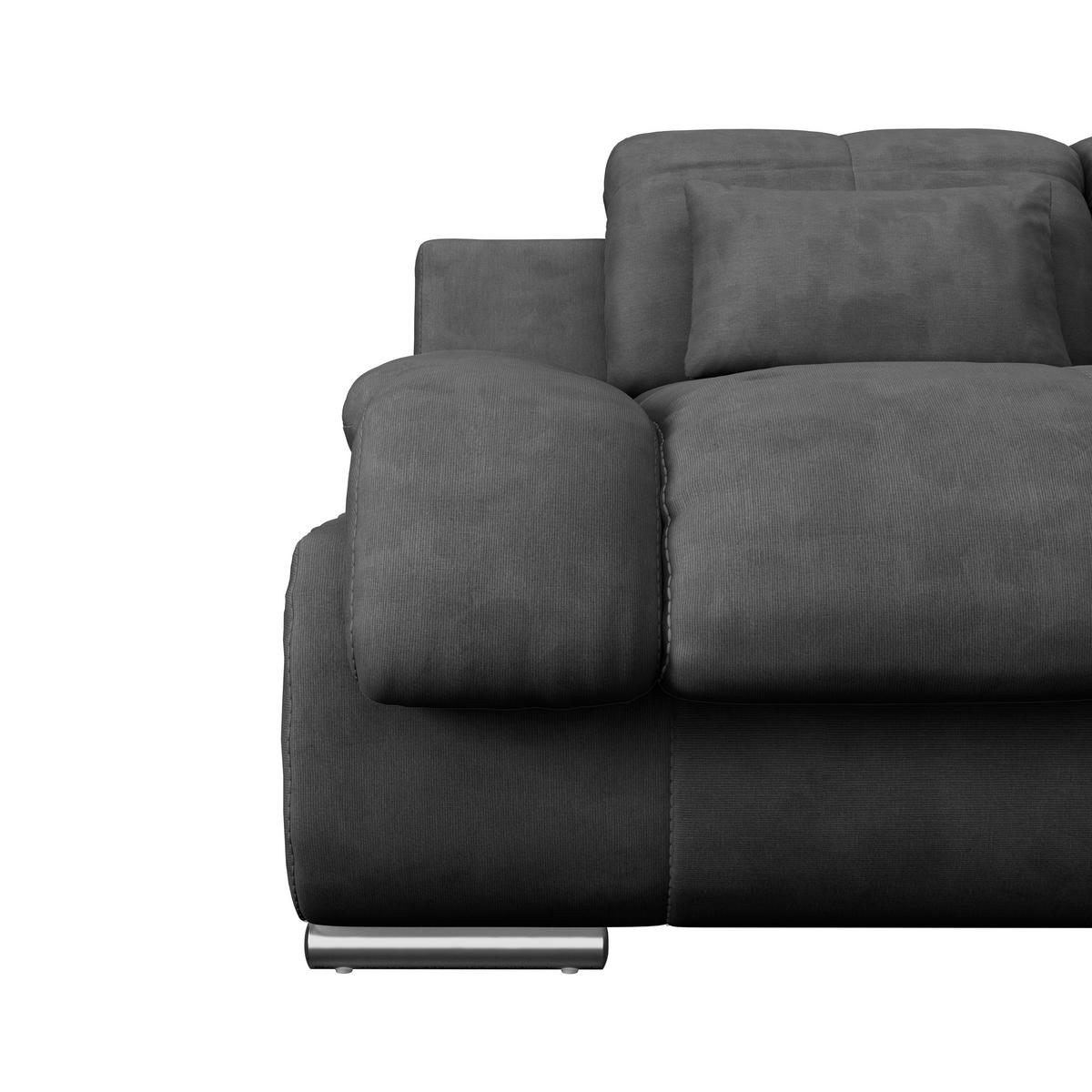 WOHNLANDSCHAFT in Mikrofaser Anthrazit  - Chromfarben/Dunkelgrau, Modern, Textil/Metall (184/345/228cm) - MID.YOU