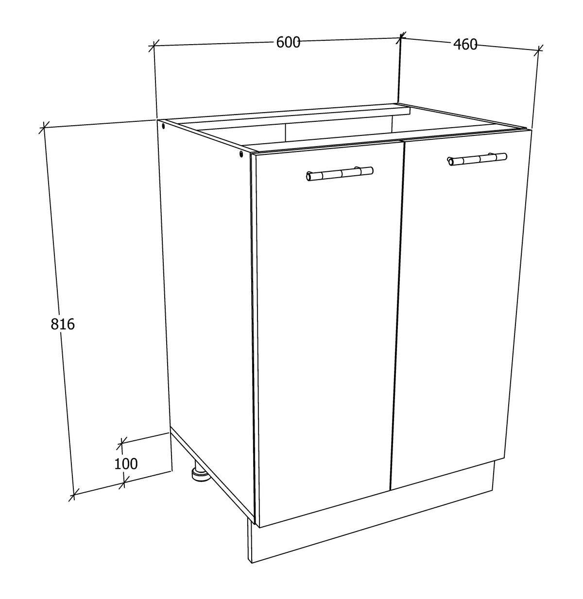 KÜCHENUNTERSCHRANK 60/82/46 cm  in Weiss, Sonoma Eiche  - Weiss/Alufarben, Konventionell, Holzwerkstoff/Metall (60/82/46cm) - MID.YOU