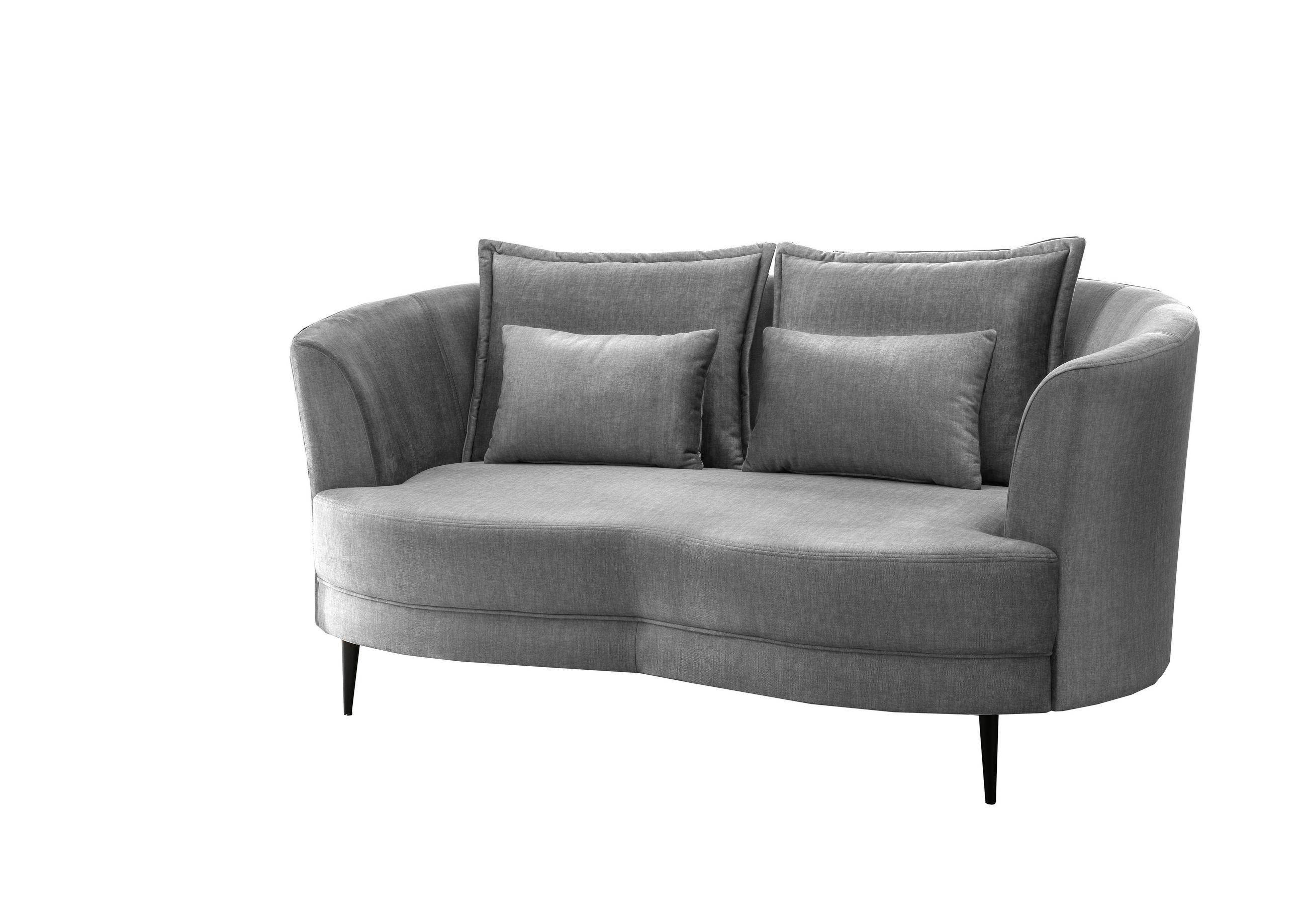 2-SITZER-SOFA Velours Silberfarben  - Silberfarben/Schwarz, MODERN, Textil/Metall (179/85/101cm) - Livetastic