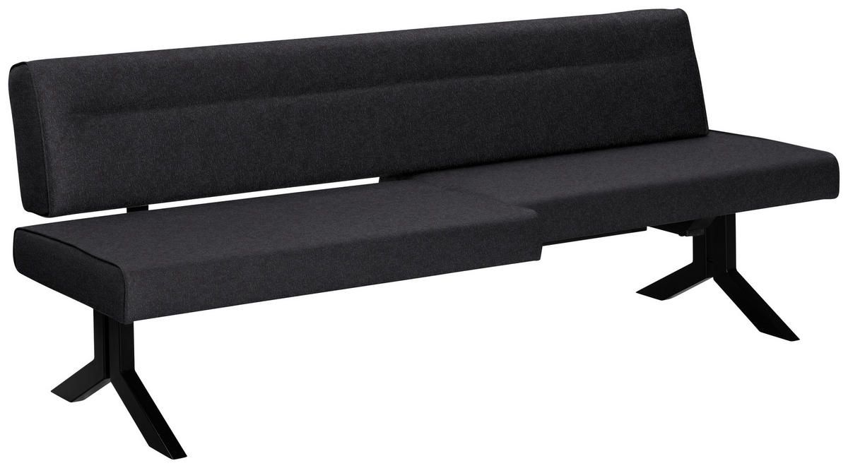 SITZBANK in Metall, Textil Schwarz  - Schwarz, Konventionell, Textil/Metall (220/87/70-86cm) - Moderano