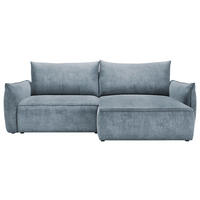 ECKSOFA Blau Struktur Rückenkissen, Bettkasten, Schlaffunktion, Rücken echt, Liegefläche im Originalstoff  - Blau/Schwarz, KONVENTIONELL, Kunststoff/Textil (266/148cm) - Milino