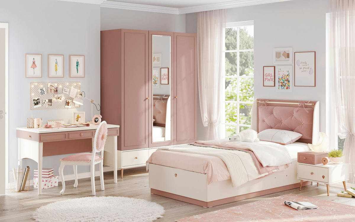 CADRU DE PAT - roz, Modern, lemn/material pe bază de lemn (105/57/203cm) - Cilek