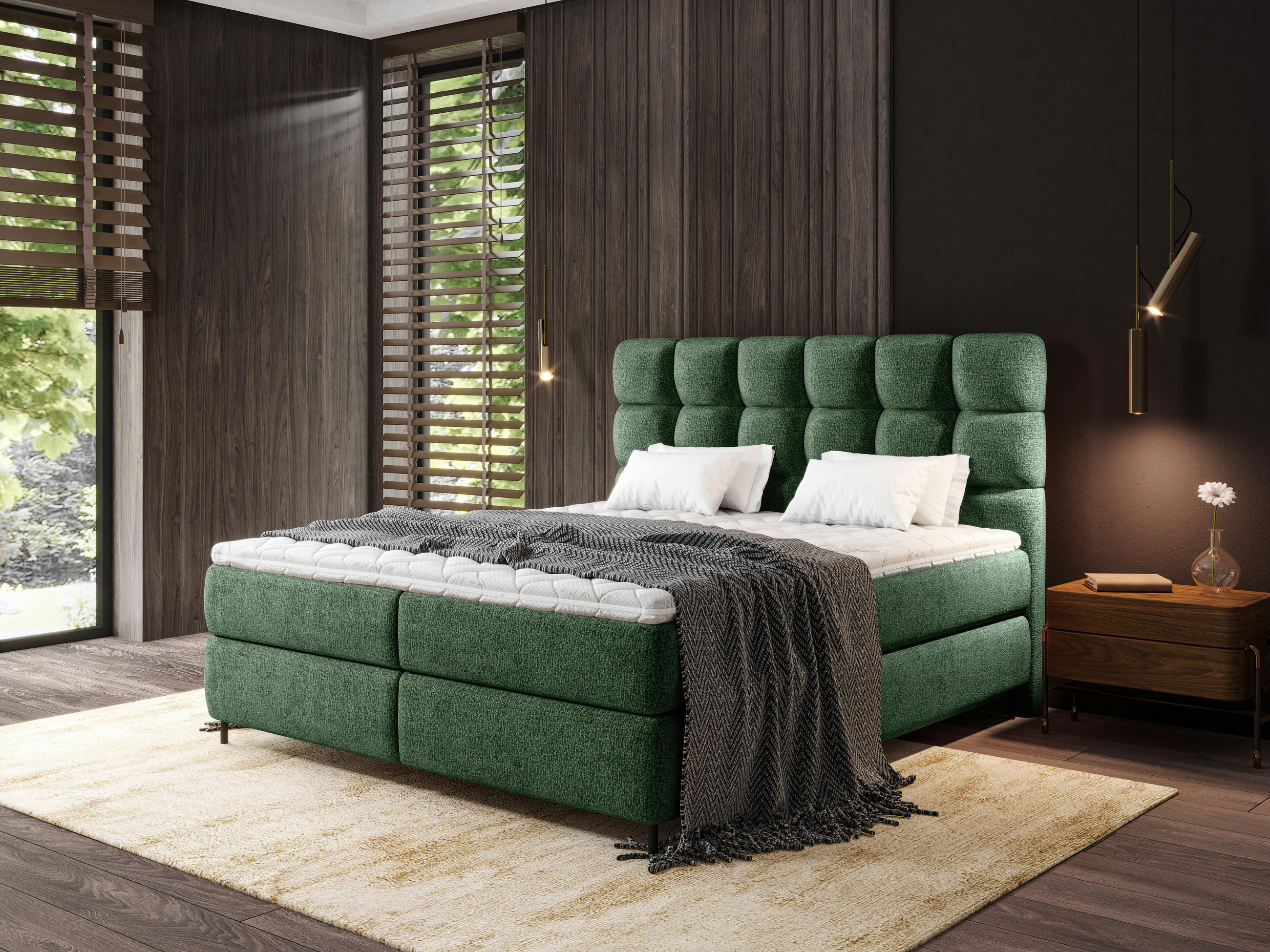 BOXSPRINGBETT 160/200 cm  in Grün  - Schwarz/Grün, Trend, Textil/Metall (160/200cm) - Esposa