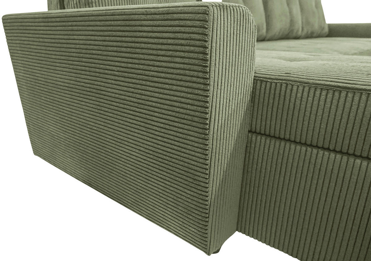 WOHNLANDSCHAFT TERMOLI Mintgrün Cord  - Schwarz/Mintgrün, Design, Kunststoff/Textil (155/296/155cm) - MID.YOU