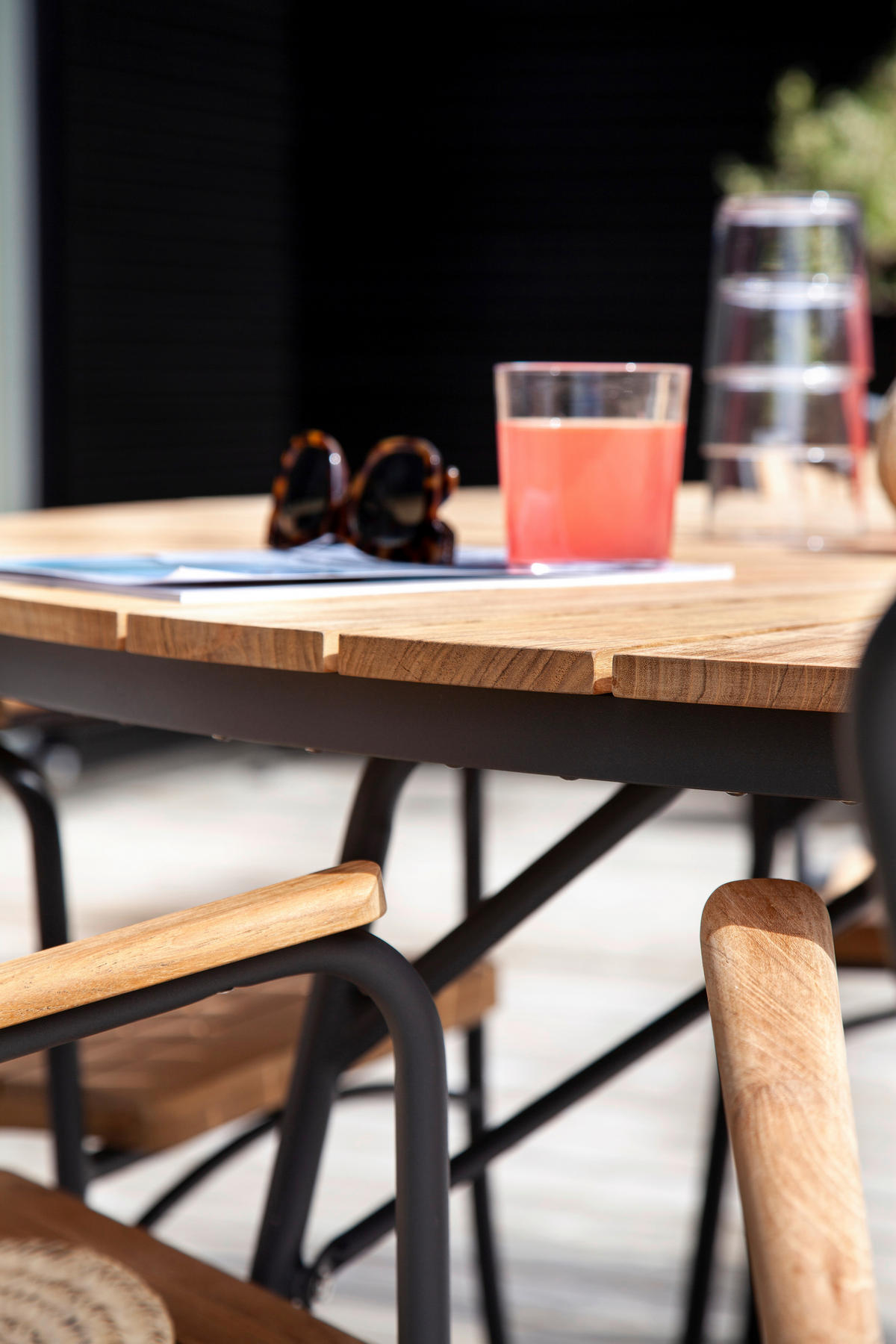 GARTENSTUHL in Holz Anthrazit, Teakfarben  - Anthrazit/Teakfarben, KONVENTIONELL, Holz/Metall (58,5/78/56,5cm) - Gardenson