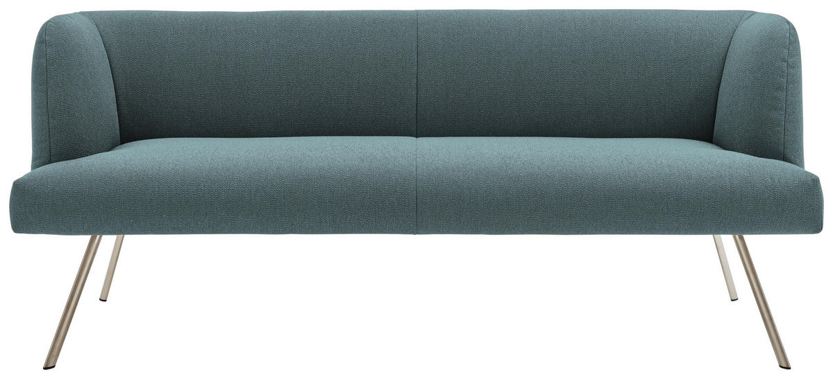 SITZBANK in Metall, Textil Türkis, Edelstahlfarben  - Türkis/Edelstahlfarben, Design, Textil/Metall (220/87/64cm) - Venjakob
