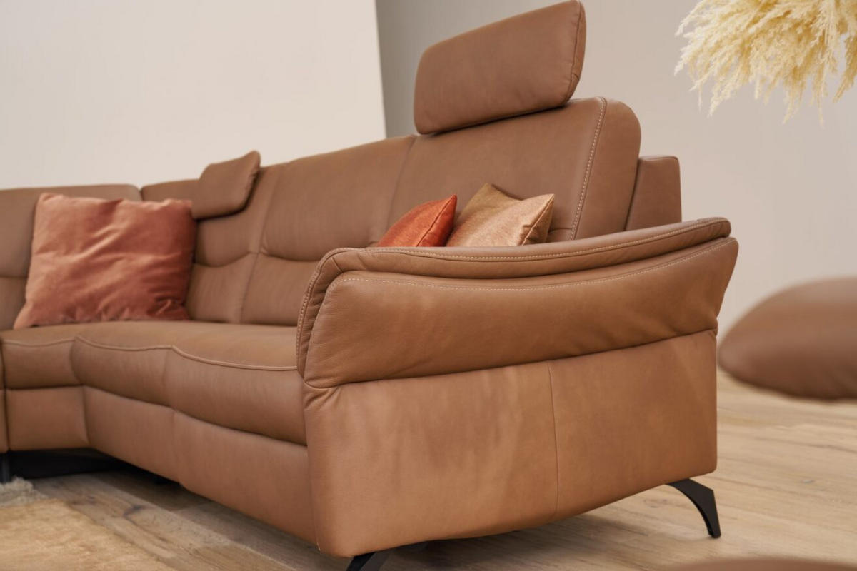 SAROKKANAPÉ bőr barna  - barna/antracit, Design, bőr/fém (249/278cm) - Himolla