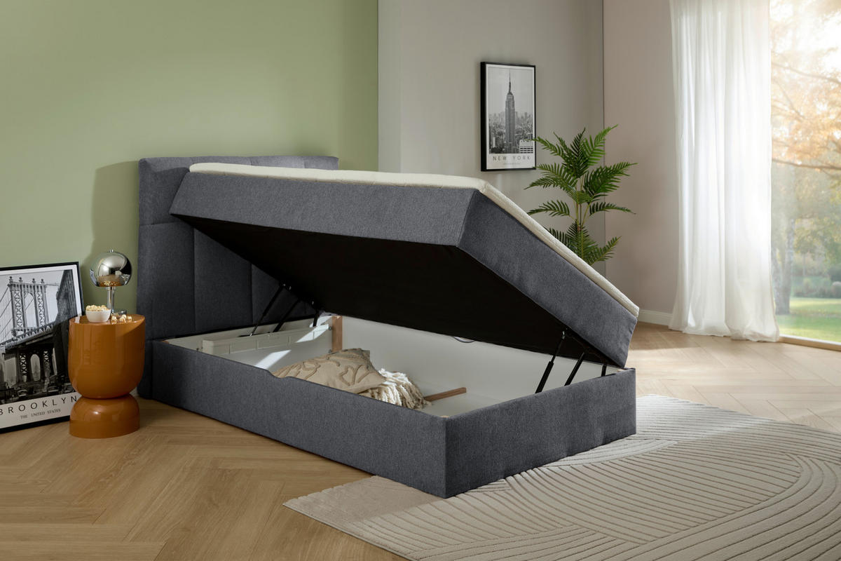 BOXBETT 90/200 cm  in Dunkelgrau  - Dunkelgrau, KONVENTIONELL, Textil (90/200cm) - Boxxx