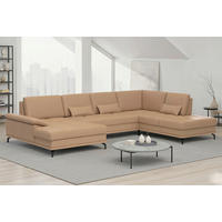 SEDACÍ SOUPRAVA, kůže, cappuccino - černá/cappuccino, Basics, kov/textil (176/363/223cm) - Sit & More