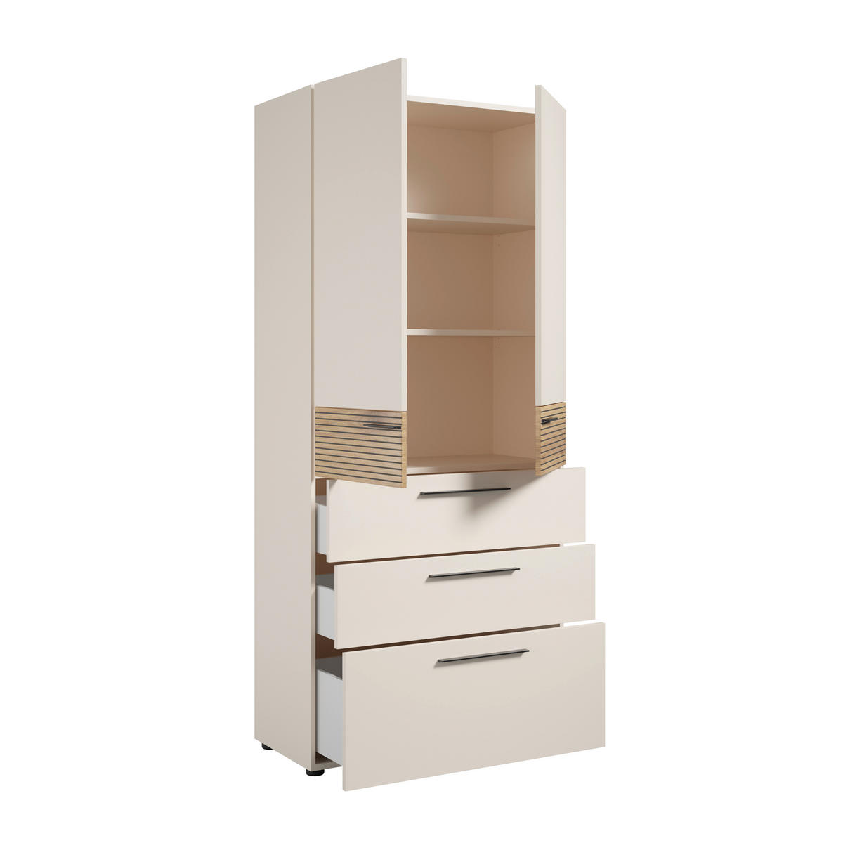 AKTENSCHRANK Schwarz, Eichefarben, Kaschmir  - Kaschmir/Eichefarben, MODERN, Holzwerkstoff (89,8/201/43cm) - Novel