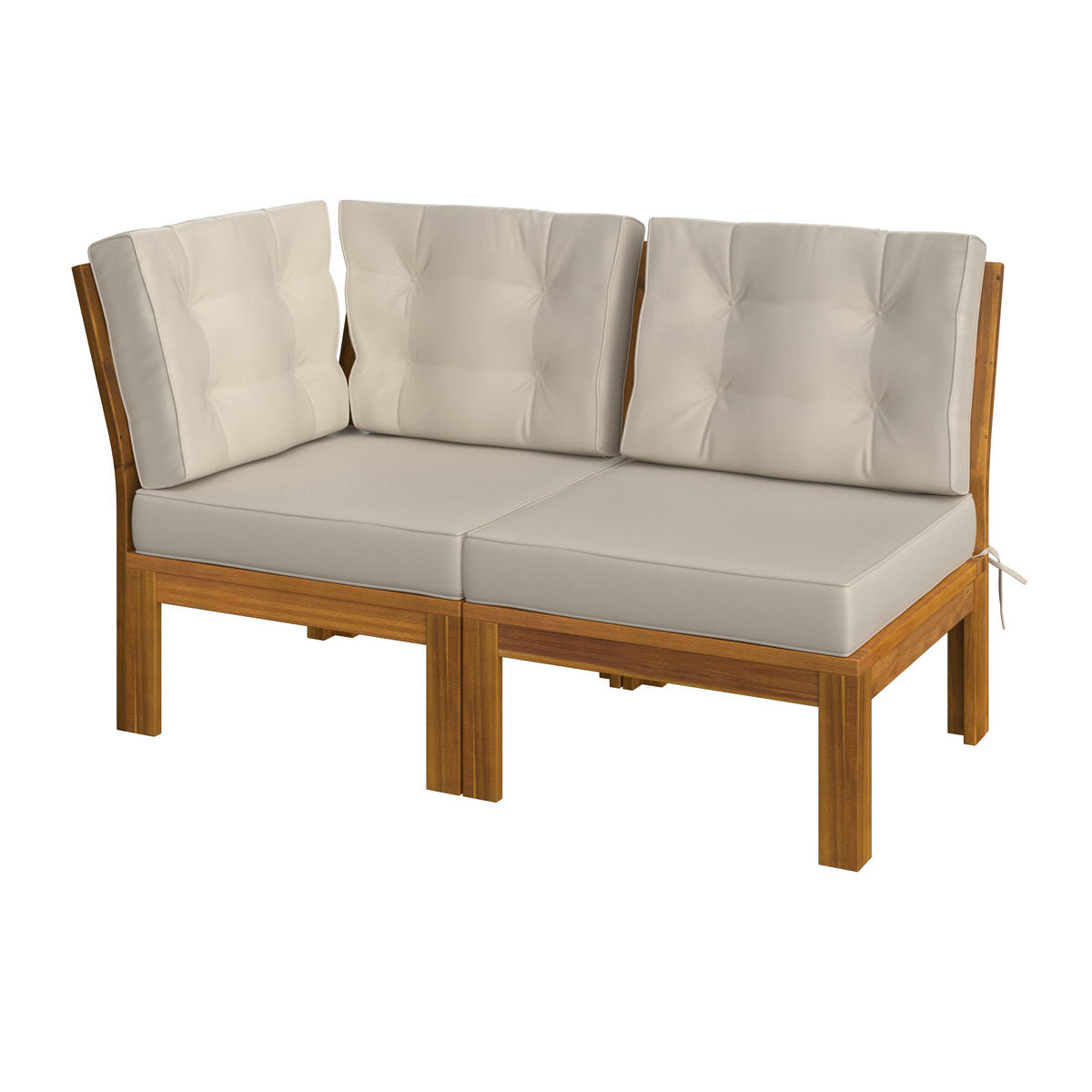 LOUNGEGARNITUR Akazie vollmassiv  - Beige/Akaziefarben, MODERN, Holz/Textil - Ambia Garden