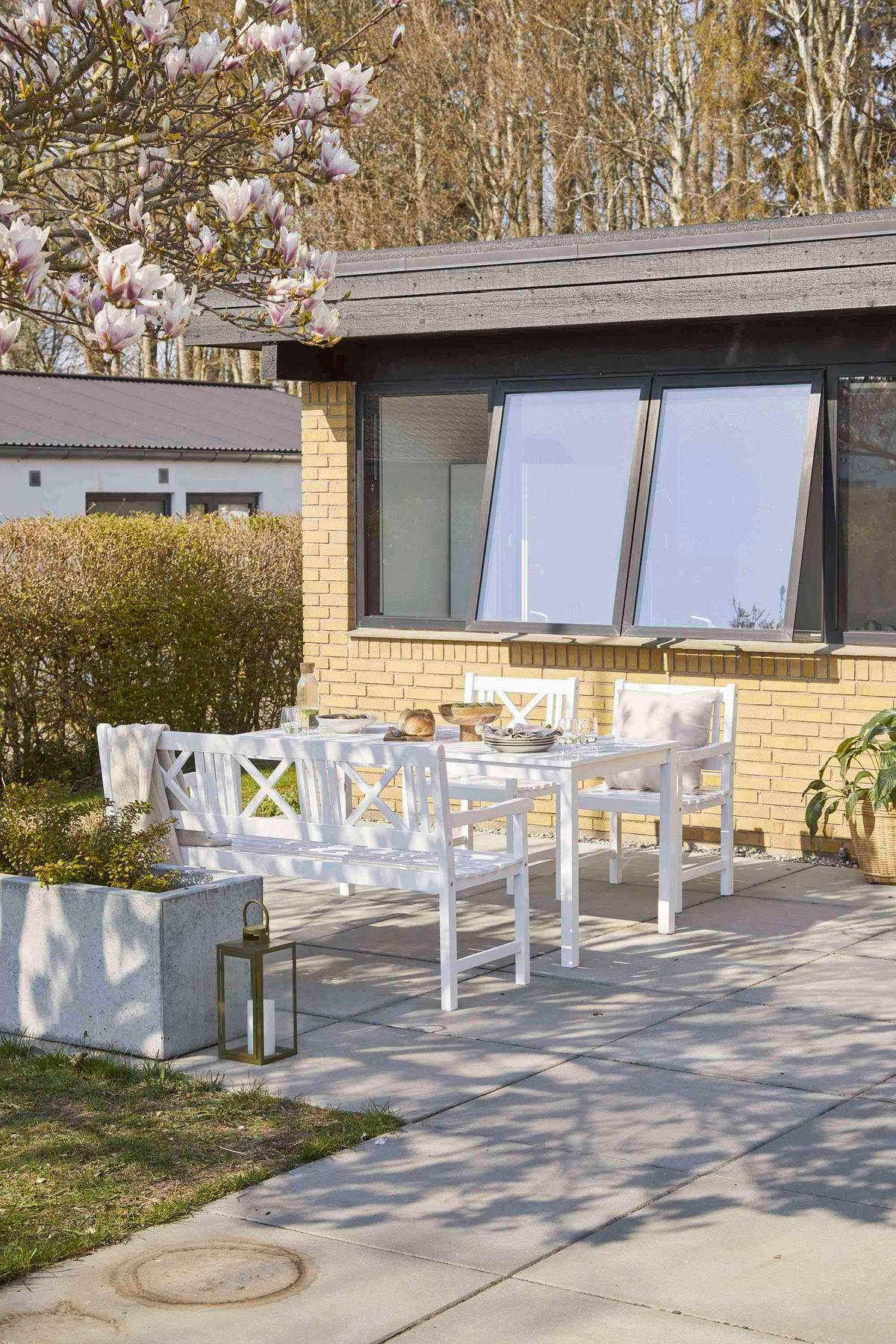 GARTENTISCH 165/80/75 cm Holz Weiss Hochglanz rechteckig  - Weiss Hochglanz, Natur, Holz (165/80/75cm) - Gardenson