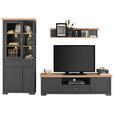 TV-ELEMENT Holzwerkstoff Eiche Artisan  - Graphitfarben/Eiche Artisan, ROMANTIK / LANDHAUS, Holzwerkstoff/Metall (193/54/51cm) - Hom`in