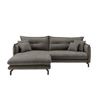 ECKSOFA Graubraun Velours  - Graubraun/Schwarz, Design, Textil/Metall (180/255cm) - Livetastic