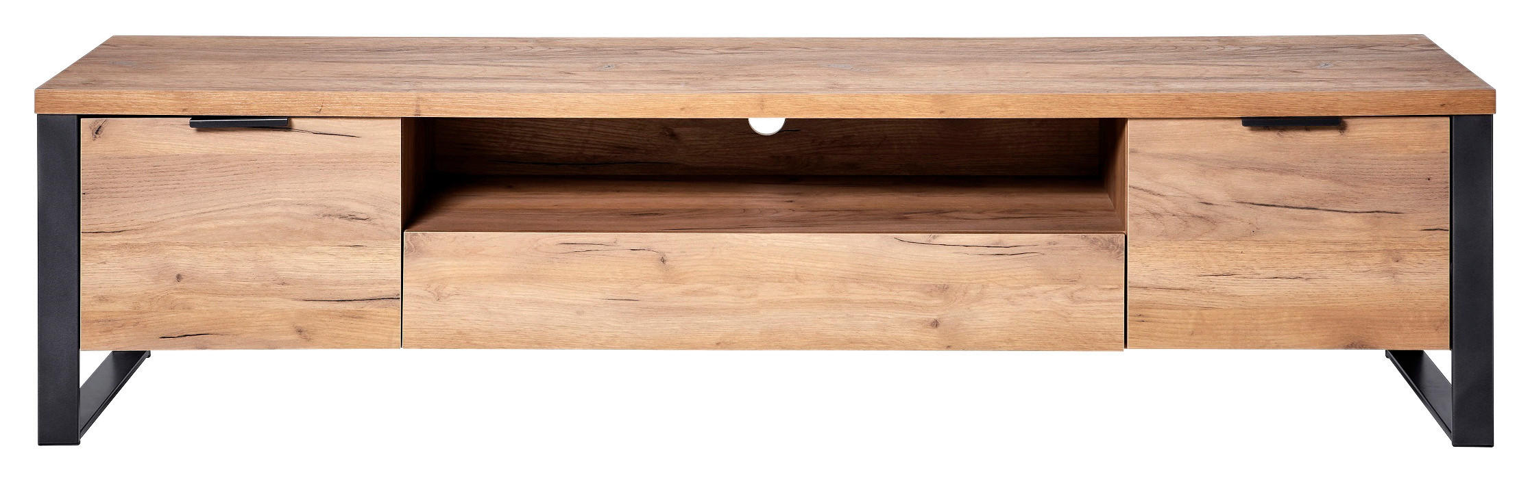 LOWBOARD  in 180/45/40 cm  - Eichefarben/Anthrazit, KONVENTIONELL, Holzwerkstoff/Metall (180/45/40cm) - Livetastic