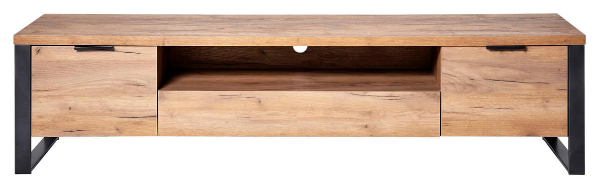 LOWBOARD  in 180/45/40 cm  - Eichefarben/Anthrazit, KONVENTIONELL, Holzwerkstoff/Metall (180/45/40cm) - Livetastic