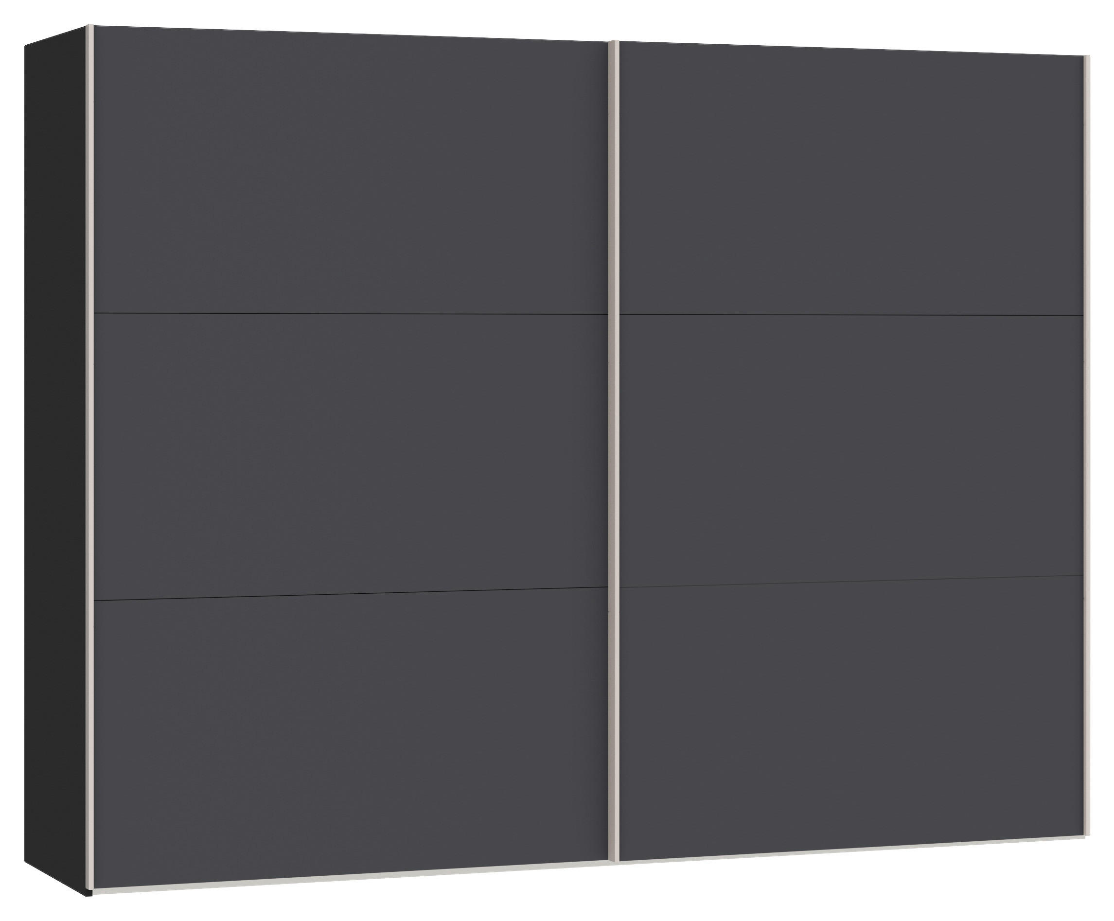 SCHWEBETÜRENSCHRANK 253/195/65 cm 2-türig Anthrazit, Schwarz  - Edelstahlfarben/Anthrazit, Design, Holzwerkstoff (253/195/65cm) - Boxxx