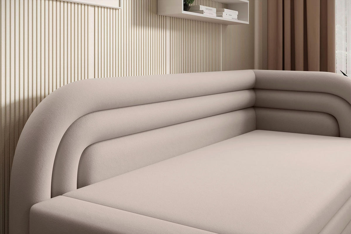 RÉCAMIERE Samt Beige  - Beige/Schwarz, Design, Kunststoff/Textil (223/80/86cm) - P & B
