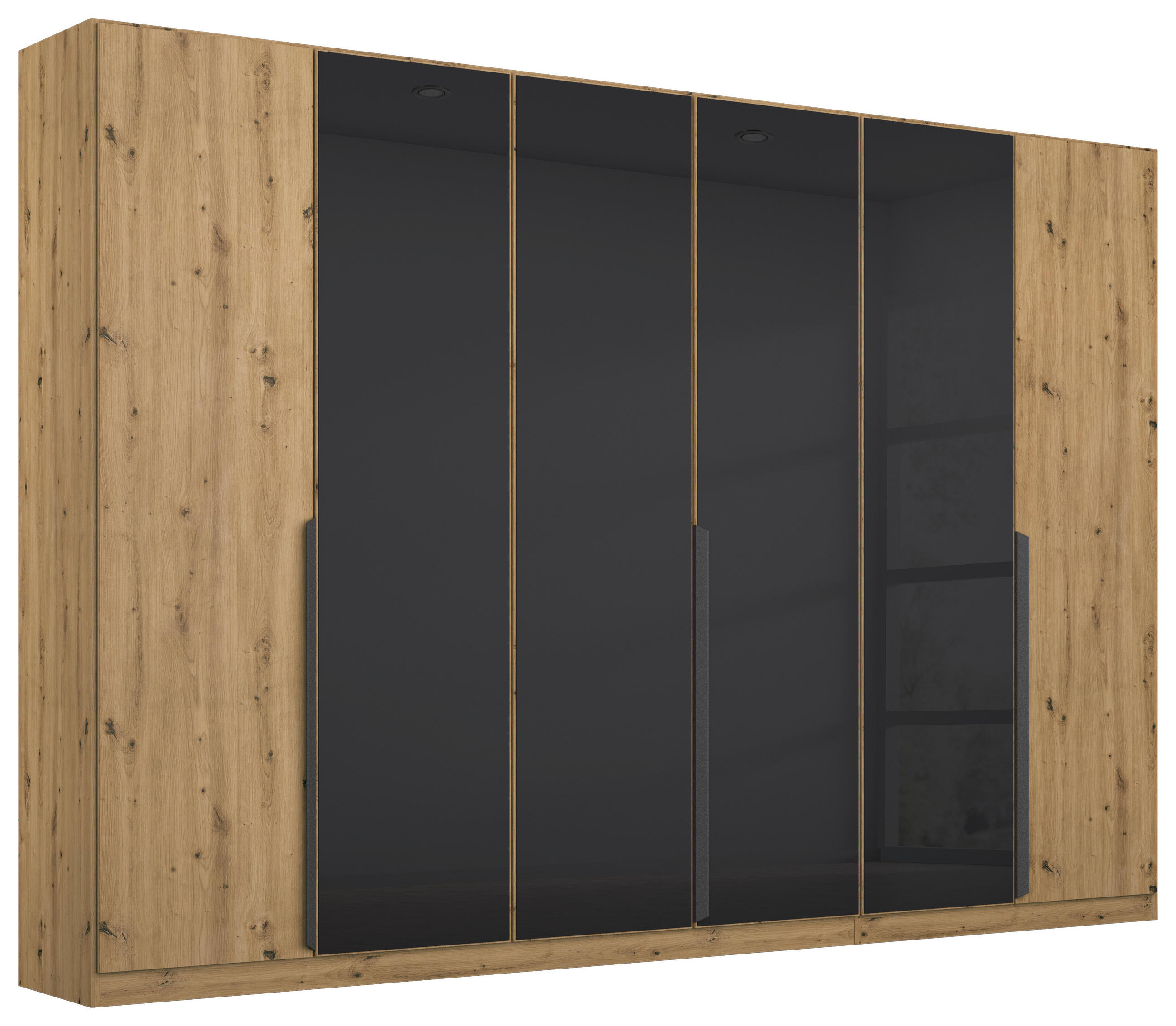 DREHTÜRENSCHRANK 271/210/54 cm,  in Eiche Artisan, Anthrazit, 6 Tür(en)  - Anthrazit/Eiche Artisan, MODERN, Glas/Holzwerkstoff (271/210/54cm) - Rauch Möbel