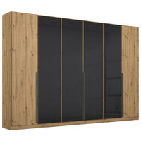 DREHTÜRENSCHRANK 271/210/54 cm,  in Eiche Artisan, Anthrazit, 6 Tür(en)  - Anthrazit/Eiche Artisan, MODERN, Glas/Holzwerkstoff (271/210/54cm) - Rauch Möbel