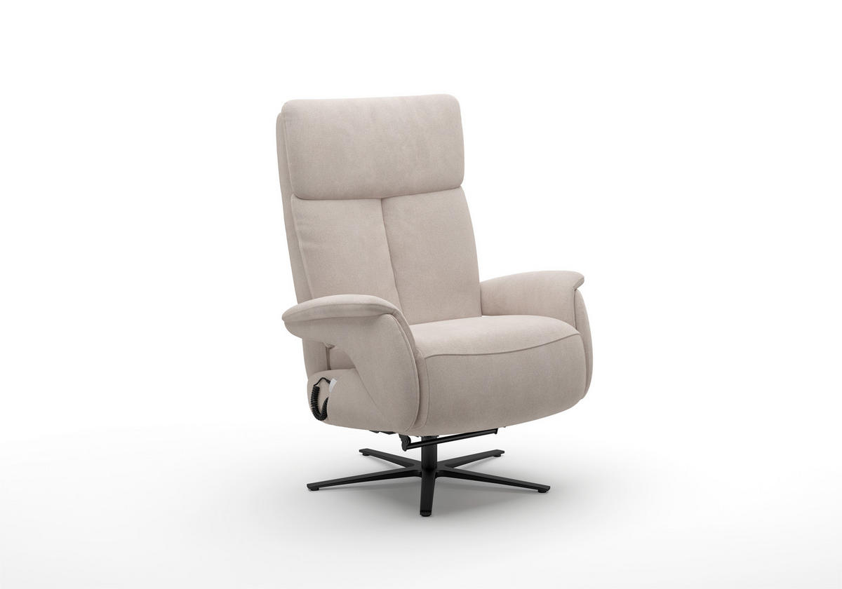 RELAXSESSEL TV TRIPLE SEVEN XTRA LARGE L3 Flachgewebe Kopfteilverstellung, Fußteilverstellung, Rücken echt    - Greige/Schwarz, Basics, Textil/Metall (86/115/86cm) - Sit & More