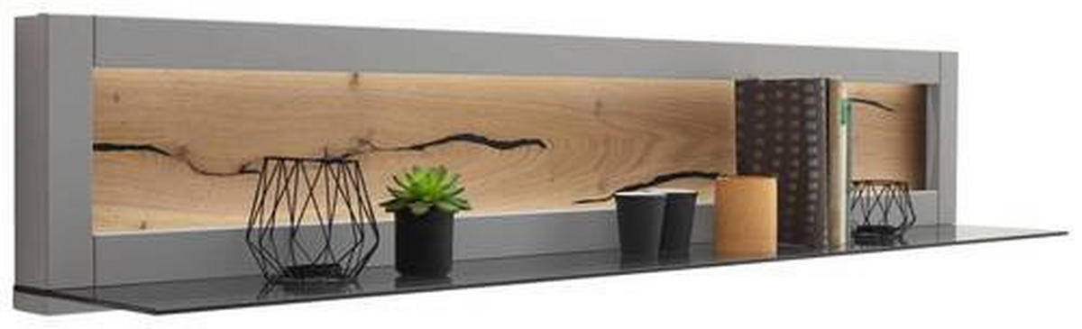 WANDBOARD in 150/28/25 cm Grau, Eichefarben  - Eichefarben/Grau, Design, Glas/Holzwerkstoff (150/28/25cm) - MID.YOU