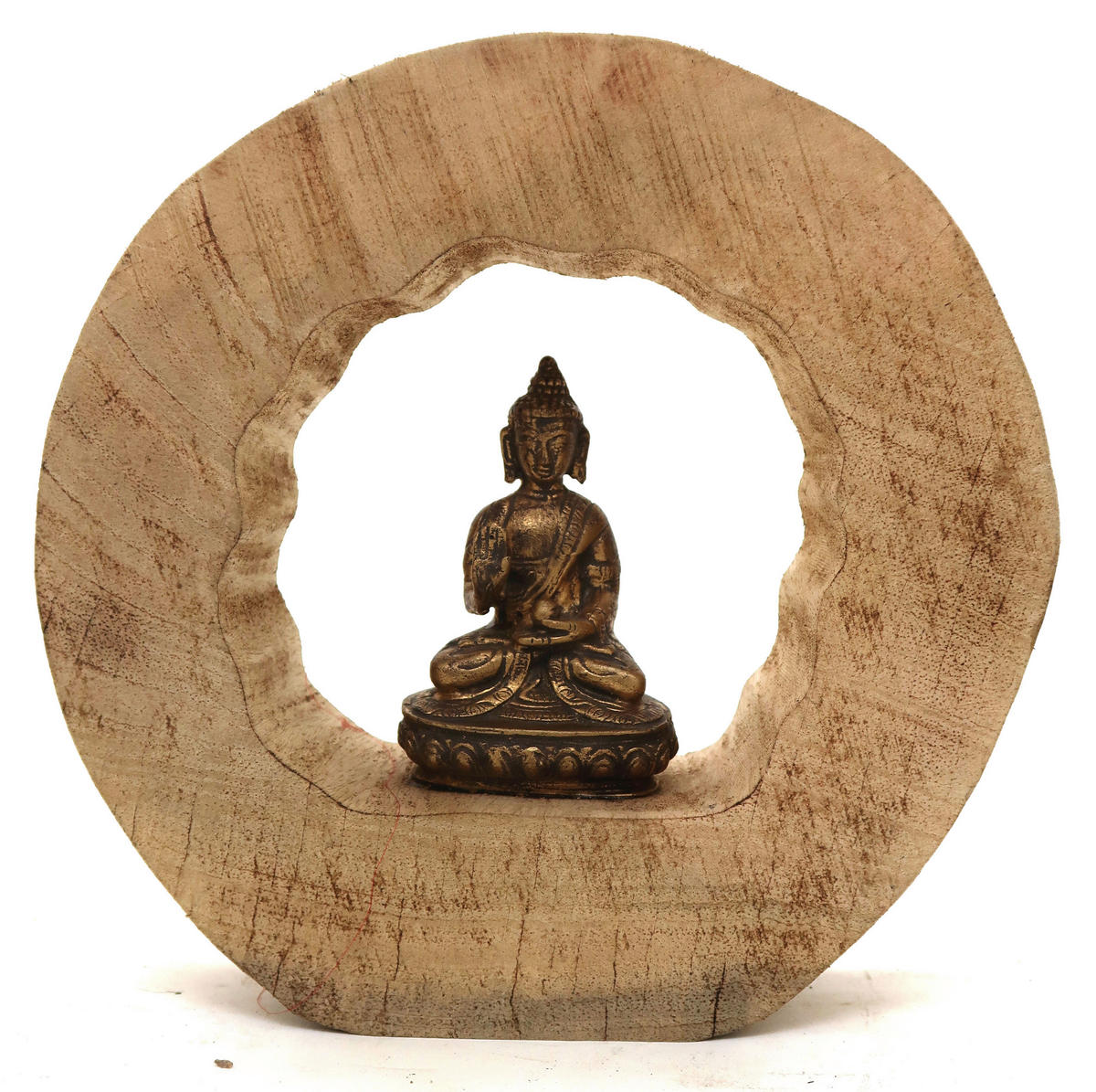 BUDHA - zlatá/prírodná farba, Natur, drevo/plast (22/22/6,5cm) - Ambia Home