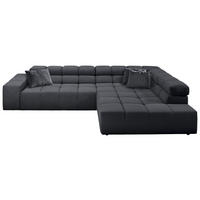 ECKSOFA Cord Anthrazit  - Anthrazit/Schwarz, Design, Kunststoff/Textil (319/215cm) - Hom`in