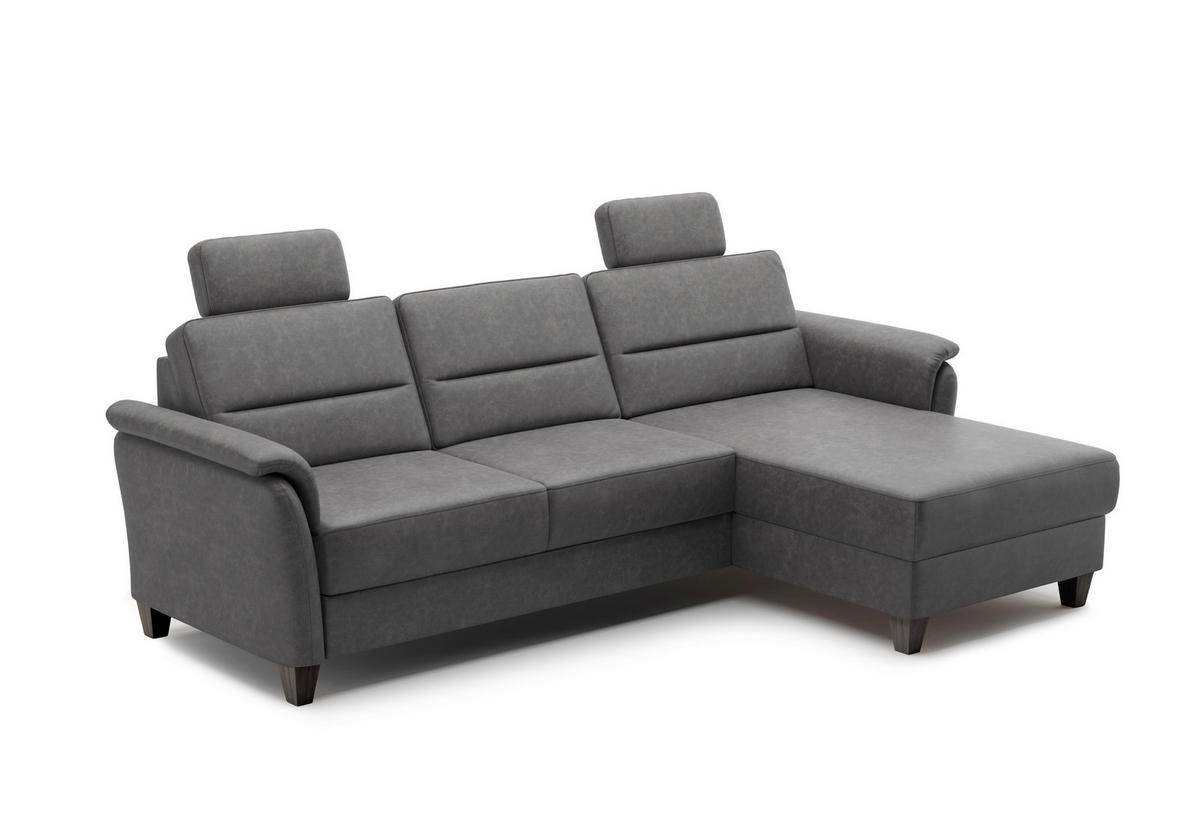 ECKSOFA in Mikrofaser Anthrazit  244/163 cm  - Wengefarben/Anthrazit, KONVENTIONELL, Holz/Textil (244/163cm) - Sit & More