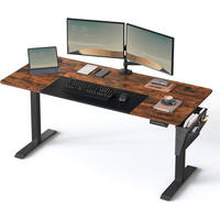 COMPUTERTISCH 160/70/72-120 cm Braun, Schwarz elektrisch höhenverstellbar  - Schwarz/Braun, Basics, Holzwerkstoff/Metall (160/70/72-120cm) - Boxxx