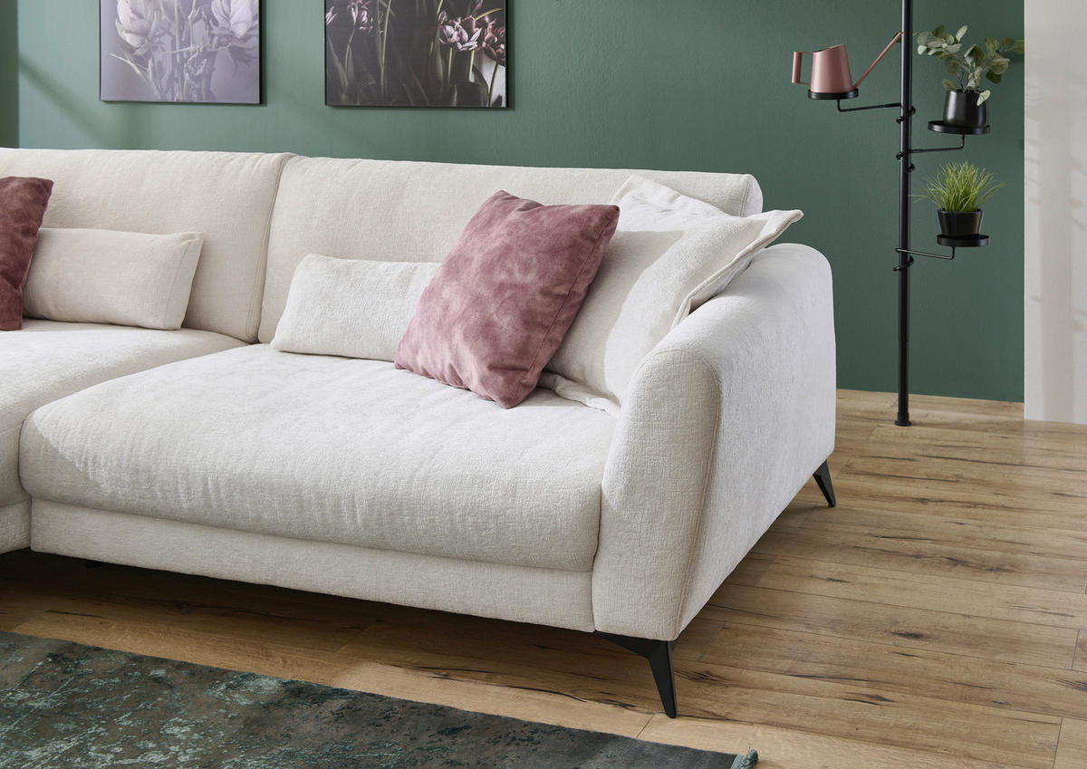 ECKSOFA Naturfarben Chenille  - Schwarz/Naturfarben, Design, Textil/Metall (194/288cm) - Niels Andersson