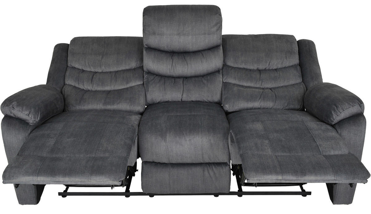 RECLINERSOFFA i mikrofiber grå  - svart/grå, Klassisk, metall/trä (195/103/100cm)