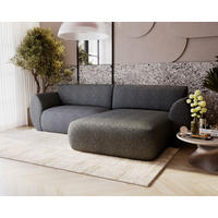 ECKSOFA SOLIS in Chenille Grau  288/170 cm  - Schwarz/Grau, Design, Kunststoff/Textil (288/170cm) - Livetastic