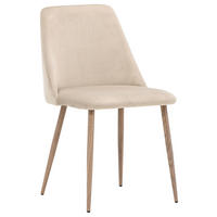 STUHL-SET 2 Stück  in Stahl Samt  - Beige/Braun, Design, Textil/Metall (49/87/56cm) - Livetastic