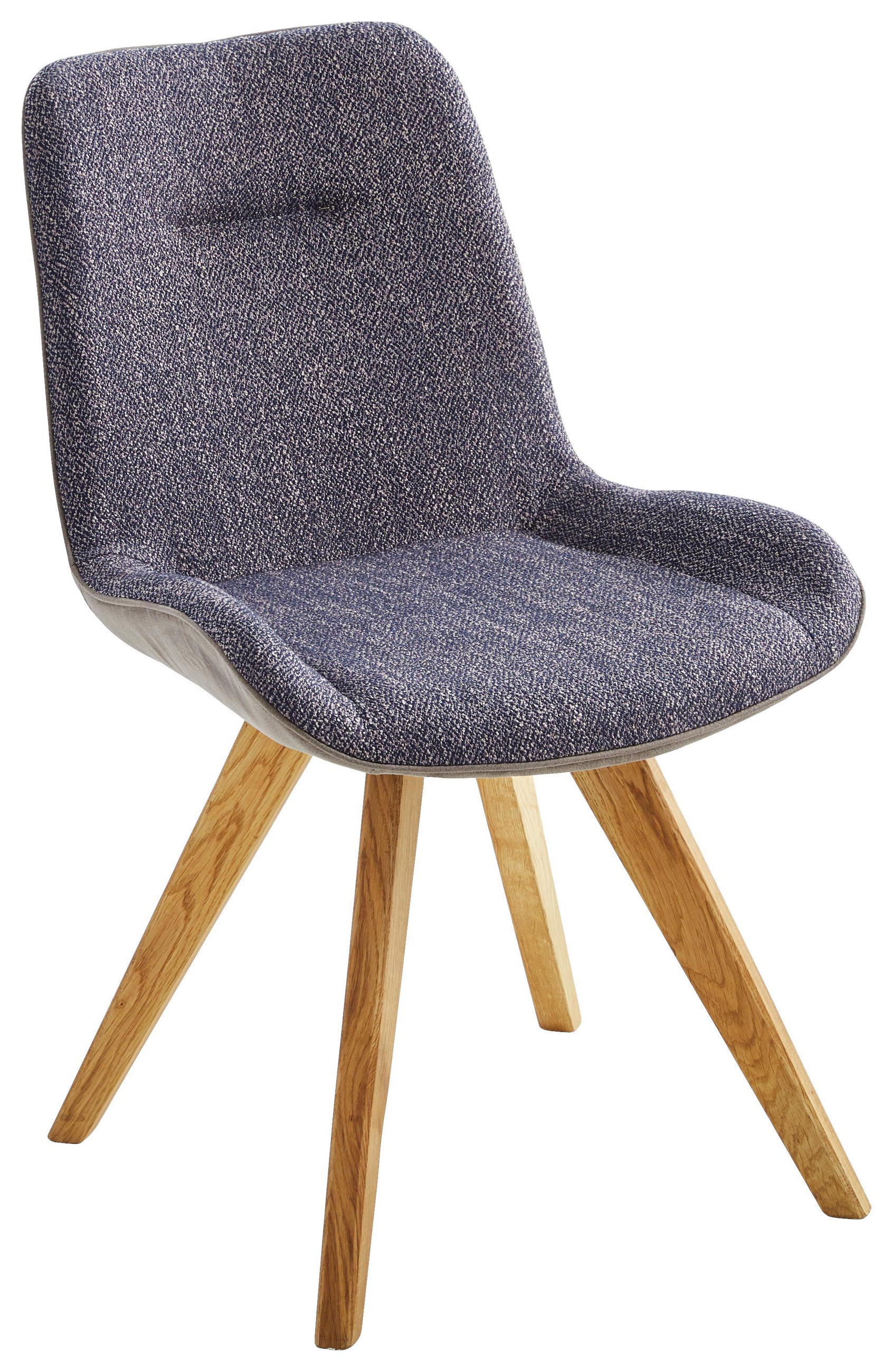 Stuhl in Holz, Textil Blau, Eichefarben, Cappuccino