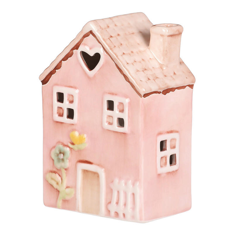 DEKORAČNÝ DOM - pink, Basics, keramika (12/8/17cm)