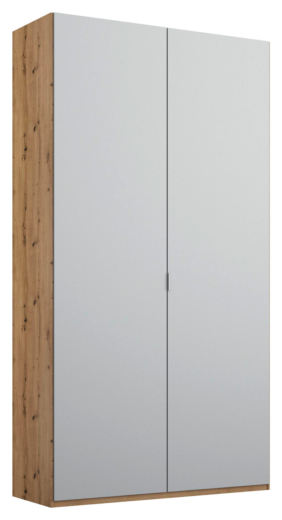 DREHTÜRENSCHRANK Grau, Eichefarben  - Eichefarben/Alufarben, Trend, Holzwerkstoff/Metall (101/223/60cm) - Stylife