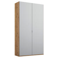 DREHTÜRENSCHRANK 2-türig Grau, Eichefarben  - Eichefarben/Alufarben, Trend, Holzwerkstoff/Metall (101/223/60cm) - Stylife