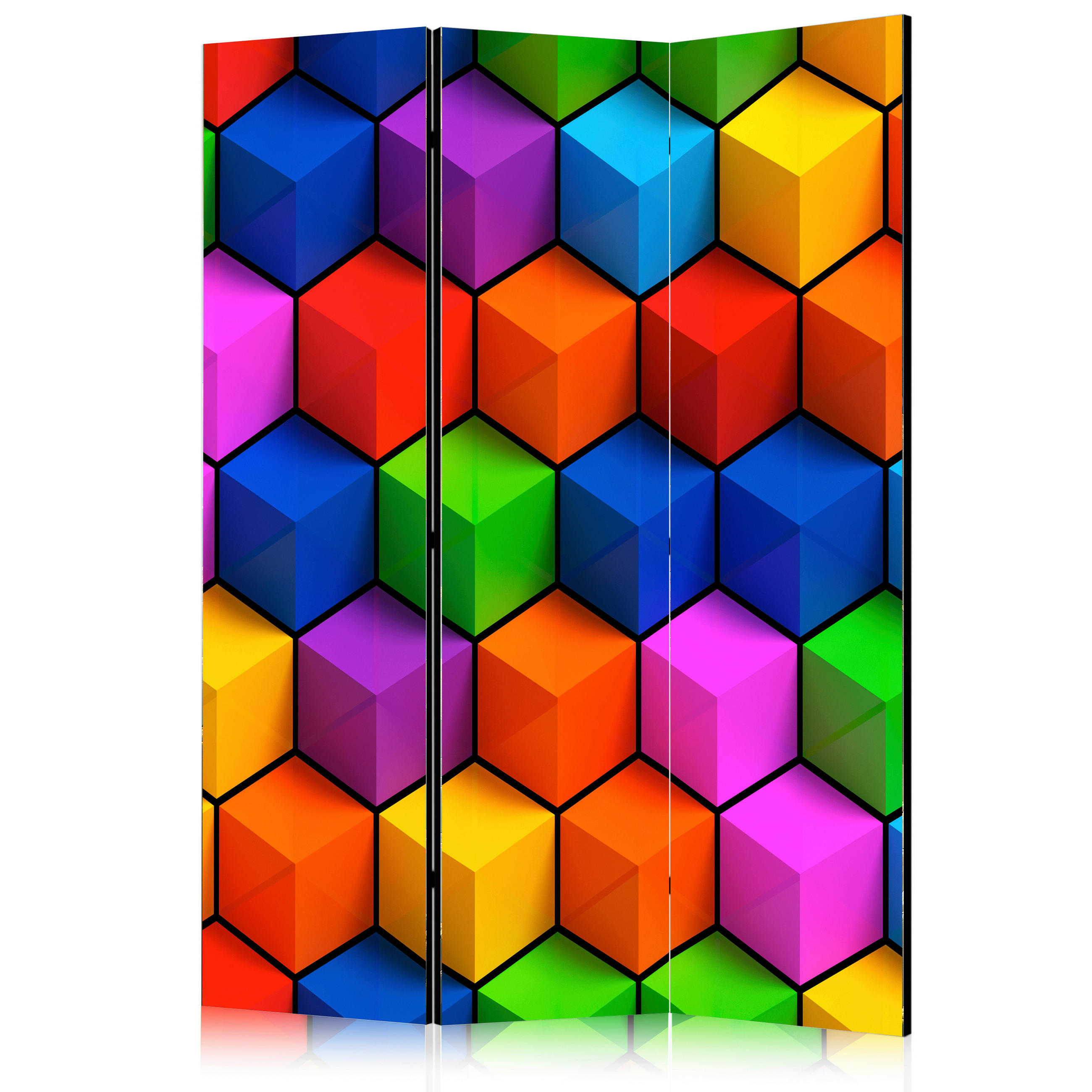 PARAVENT mit 3  Flügel - Multicolor, Basics, Holz/Textil (135/172/3cm) - artgeist