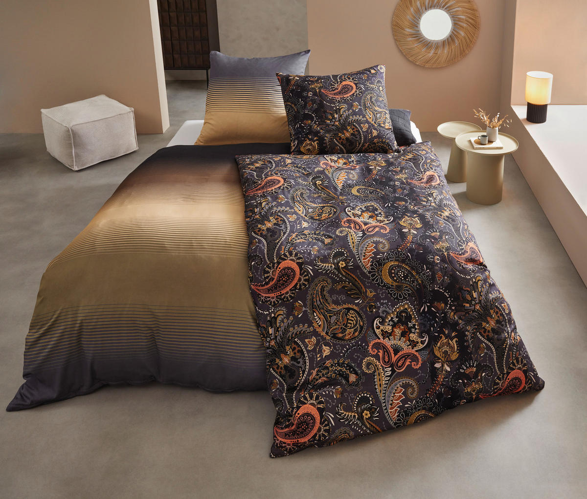 BETTWÄSCHE Satin 155/220 cm  - Schieferfarben, KONVENTIONELL, Textil (155/220cm) - Bio:Vio