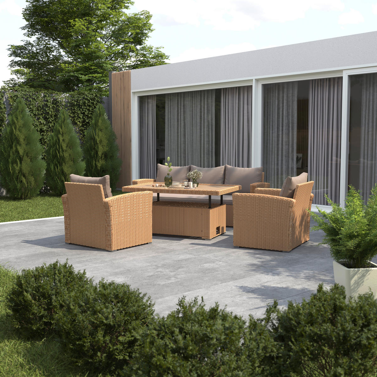 TERASOVÁ SEDACIA SÚPRAVA kov, plast - piesková, Modern, kov/plast (137/88/48/66.5cm) - Ambia Garden