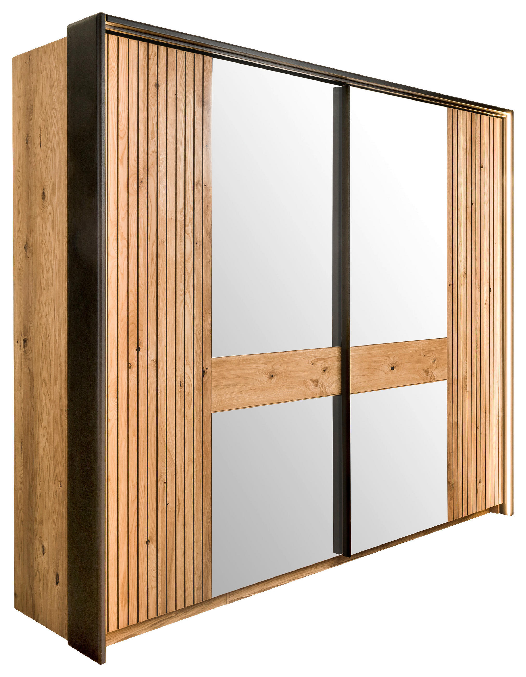 SKŘÍŇ S POSOUVACÍMI DVEŘMI, dub, barvy dubu, 242/214/67 cm - černá/barvy dubu, Lifestyle, kov/dřevo (242/214/67cm) - Linea Natura